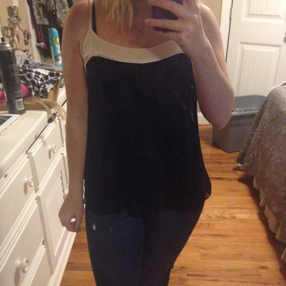 Black tank with nude detail