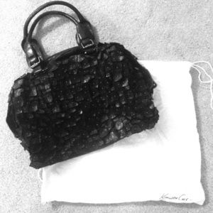 Black leather shoulder bag