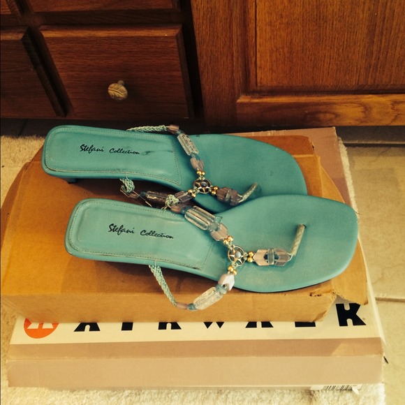 Turquoise beaded sandals - size 8.5