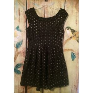 Boat Neck Polka Dot Dress
