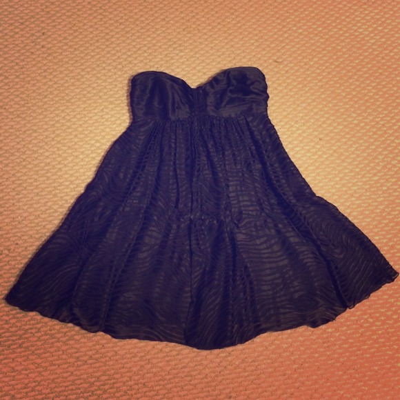 Strapless black zebra print dress.