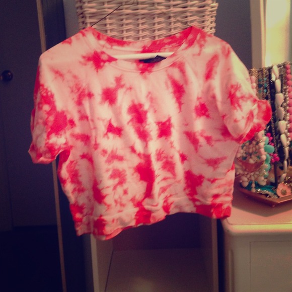 Wet Seal Tops - Tie dyed orange and white crop top