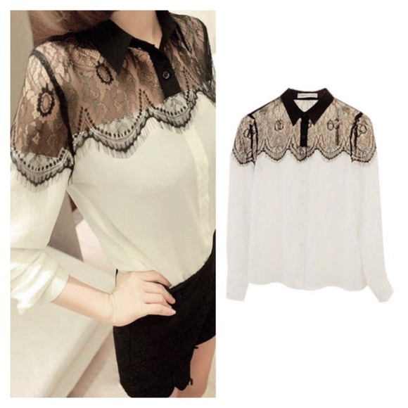 Sexy Lace and Chiffon Blouse.