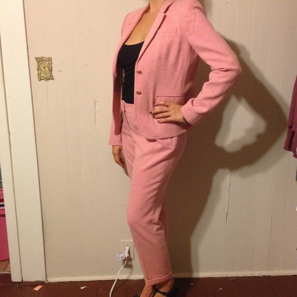 ⛔️SOLD EBAY ROMANCE PINK WOOL HERRINGBONE SUIT - Picture 4 of 4