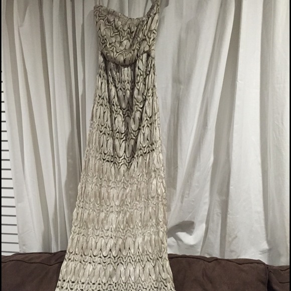 Tan/gold lace maxi dress