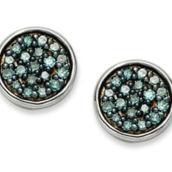 1/4 Carat Blue Diamond Sterling Earrings...