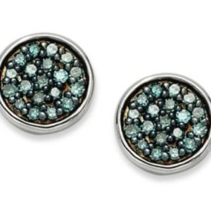 1/4 Carat Blue Diamond Sterling Earrings...