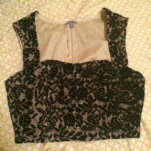 Laced black & gold crop top