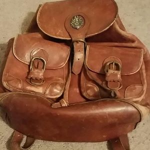Vintage real leather backpack