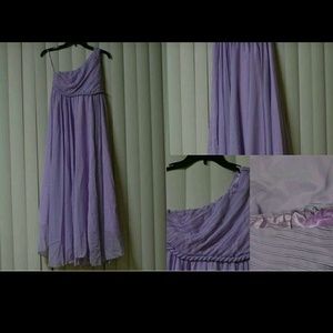 purple and dirty pink single shoulder dress