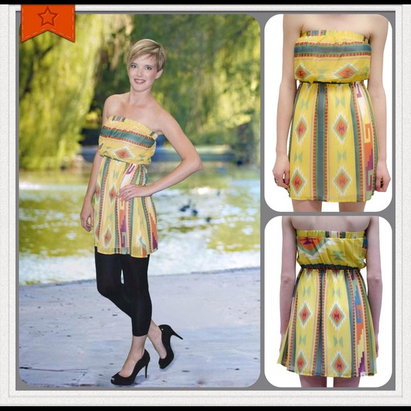 Yellow Aztec Print Dress