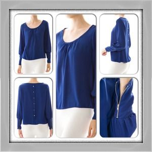 Chiffon Zipper Sleeve Blouse