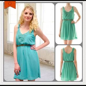 Embroidered Belted Chiffon Dress