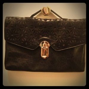 Black, Geometric Cut-out Envelope Clutch