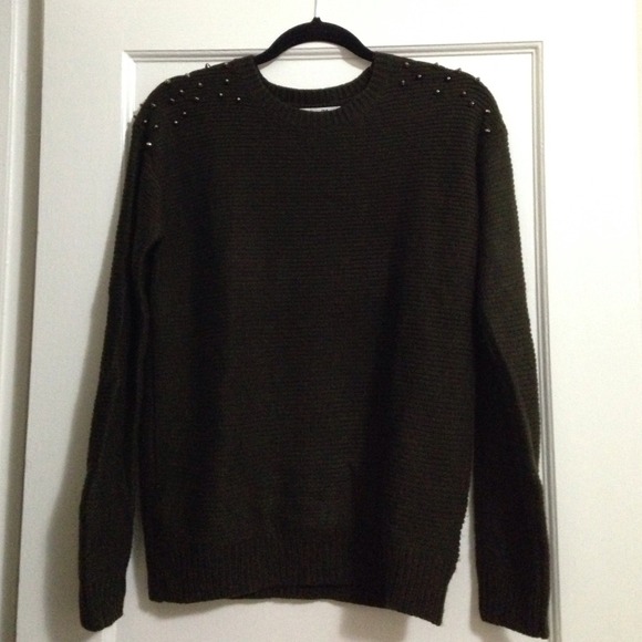 Size Small Studded Olive Green Sweater