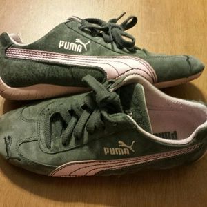 Puma grey suede and pink leather