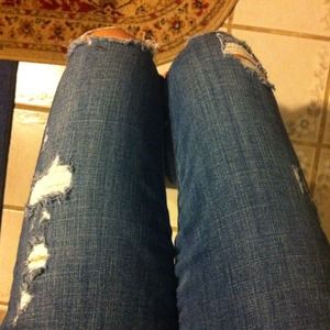 Distressed abercrombie jeans