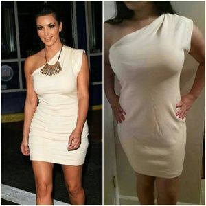 American Apparel Assymetrical Dress - Creme - L