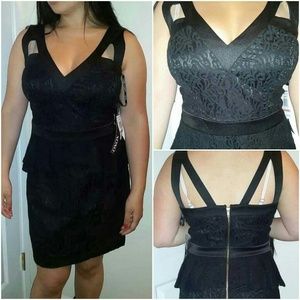 Black Lace Double Peplum V Dress - 13/14 - NWT!
