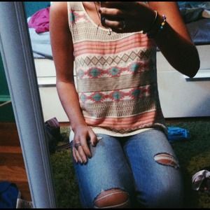 Aztec print sweater tank top