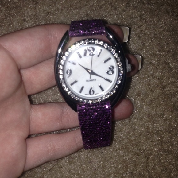 Purple sparkly wrist watch