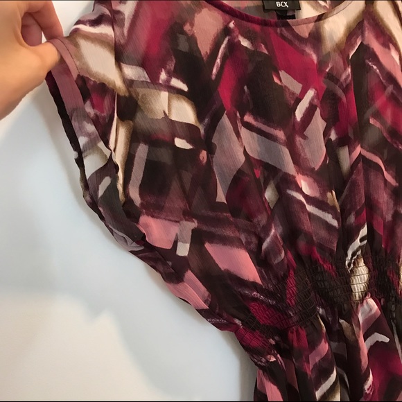 Grey/red/purple short sleeved chiffon top - Picture 3 of 4