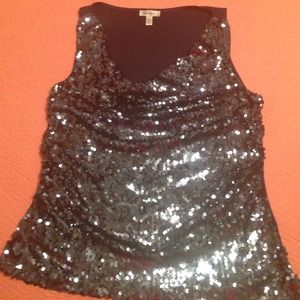 Dressbarn navy blue sequin top