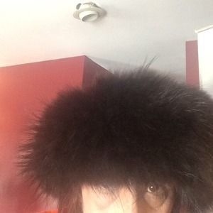 Black fox fur headband