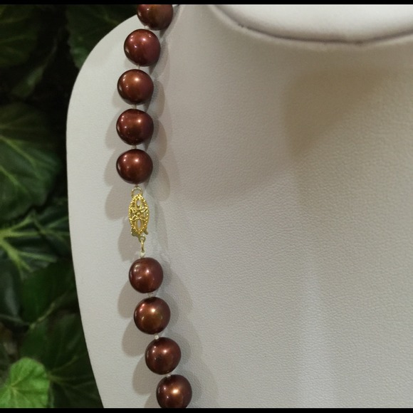 πHPπ14K 18" 12-13mm SouthSea ChocPearl Necklace - Picture 3 of 3