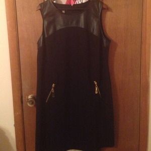 Dressbarn leather shift dress with gold zippers