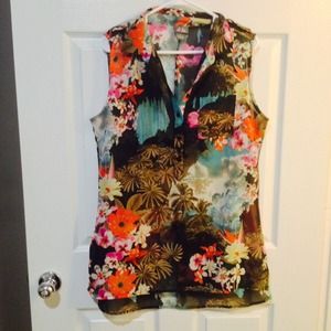 Flower button up shirt