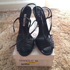 Manolo Blahnik size 40 Black Phobia Strappy Heels