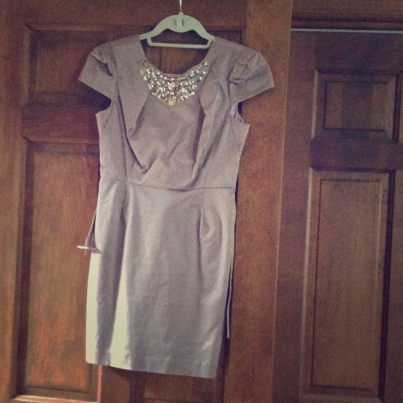 Taupe jeweled dress. Never worn