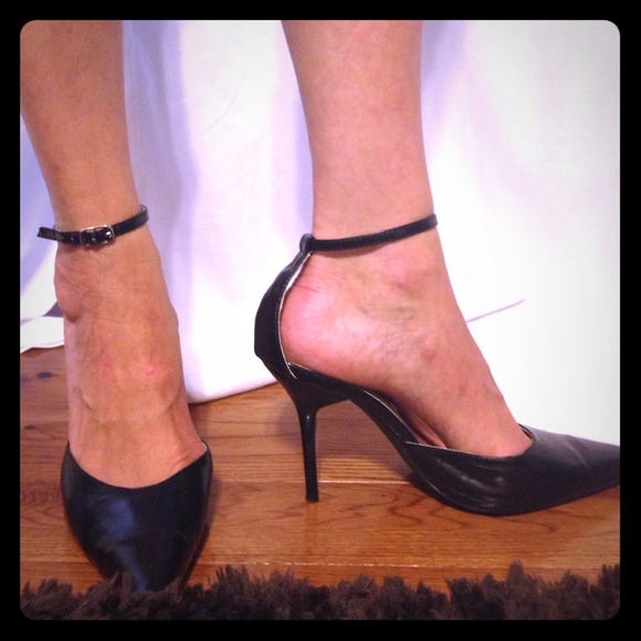 Cathy Jean stilettos with ankle straps.