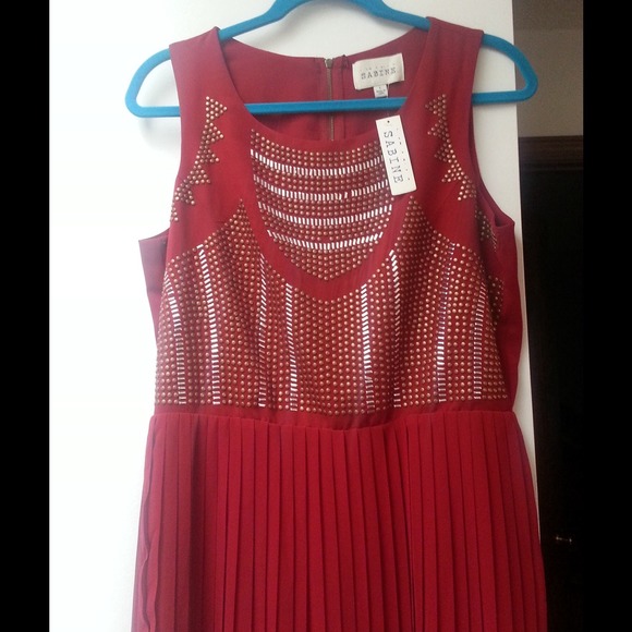NWT Gorgeous Sabine wine red embellished dress - Picture 2 of 3