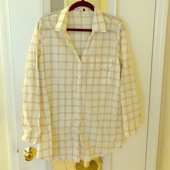 Cream and Olive button up tunic - Picture 1 of 1