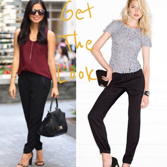 Velvet Heart Pants - Black Drawstring Pants