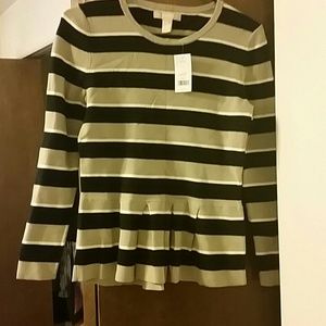 Banana republic ribbed striped peplum sweater