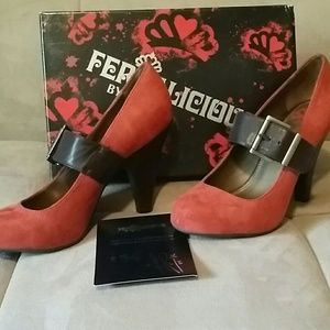 Orange and Brown leather heels
