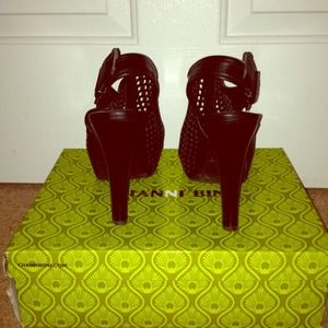 Sexy Black Leather Sling Back