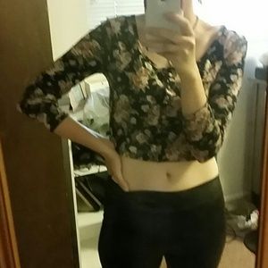 Urban Outfitters button down crop top floral