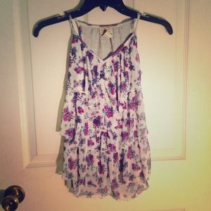 Cute Layered Ruffled Floral Purple Shirt