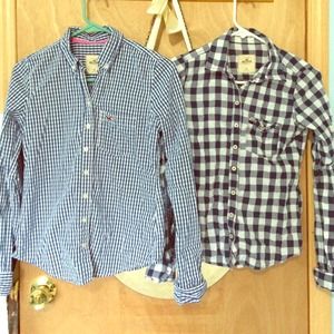 BUNDLE! Two White & Navy Blue Checkered Shirts