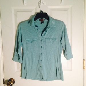 Teal/Light Blue Button Up Top