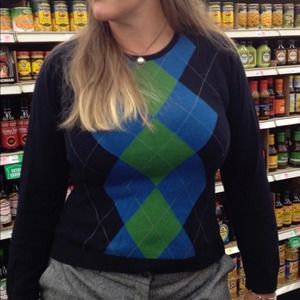 Navy argyle sweater