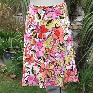 Silk Floral A-line Skirt