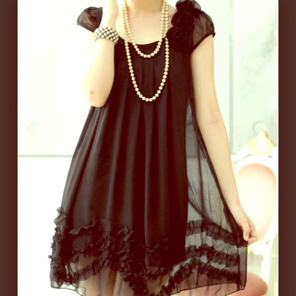 Dresses & Skirts - 💕 Black chiffon lace mini dress/tunic! 💕