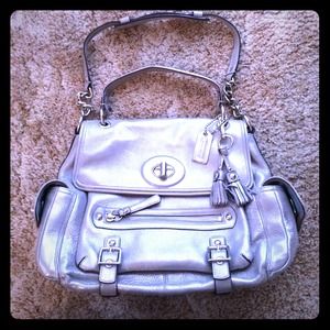 Coach Silver Leather Handbag