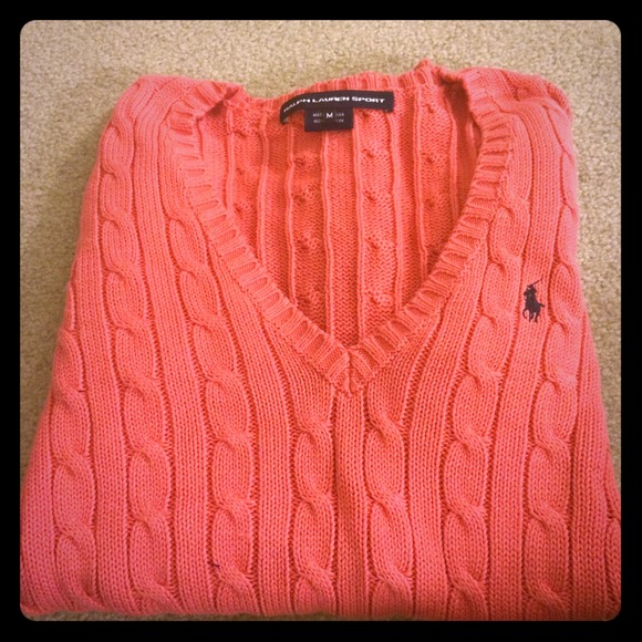 Salmon Ralph Lauren Cable Knit Sweater