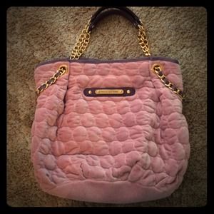 Juicy Couture Pink Velour 'Tattered' Quilted Tote